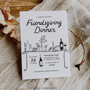 Hand Drawn Friendsgiving Dinner Einladung