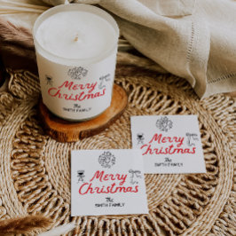 Hand Drawn frohe Weihnachten Personalisierte Gesch Quadratischer Aufkleber