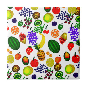 Hand Drawn Fruit Medley Pattern Fliese