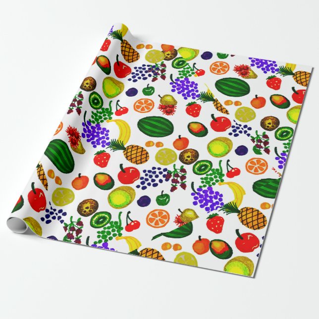 Hand Drawn Fruit Medley Pattern Geschenkpapier (Ungerollt)