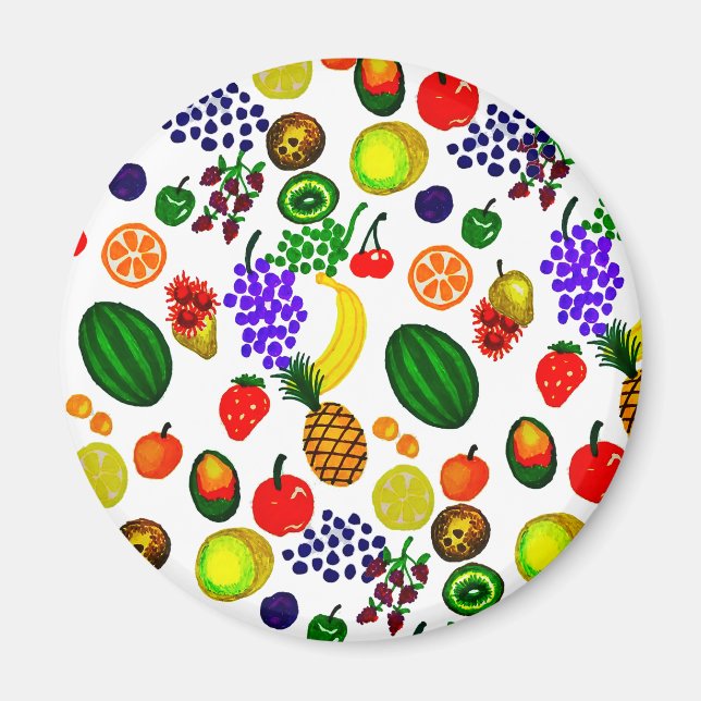 Hand Drawn Fruit Medley Pattern Magnet (Vorne)