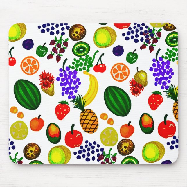 Hand Drawn Fruit Medley Pattern Mousepad (Vorne)