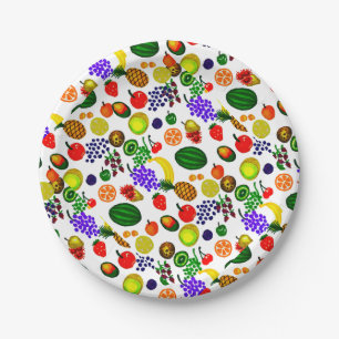 Hand Drawn Fruit Medley Pattern Pappteller