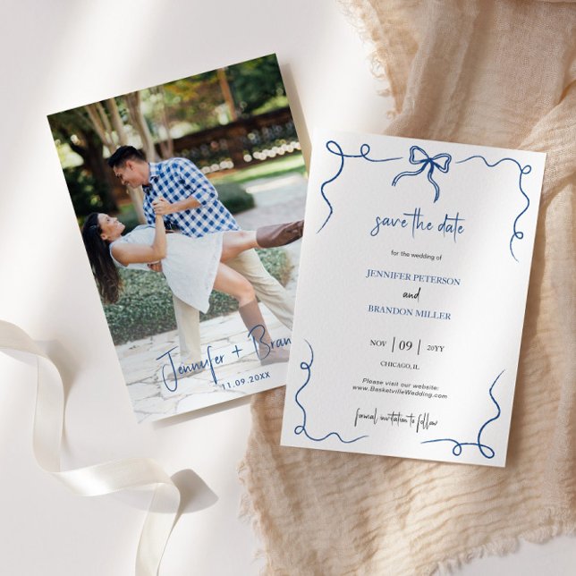 Hand Drawn Fun Französisch Save the Date Foto Einladung (Von Creator hochgeladen)