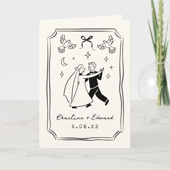 Hand Drawn Funky Drawing Handwritting Wedding  Einladung (Vorderseite)