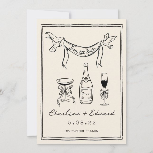 Hand Drawn Funky Handwriting Save the Date (Vorderseite)