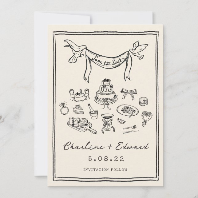 Hand Drawn Funky Handwriting Save the Date (Vorderseite)