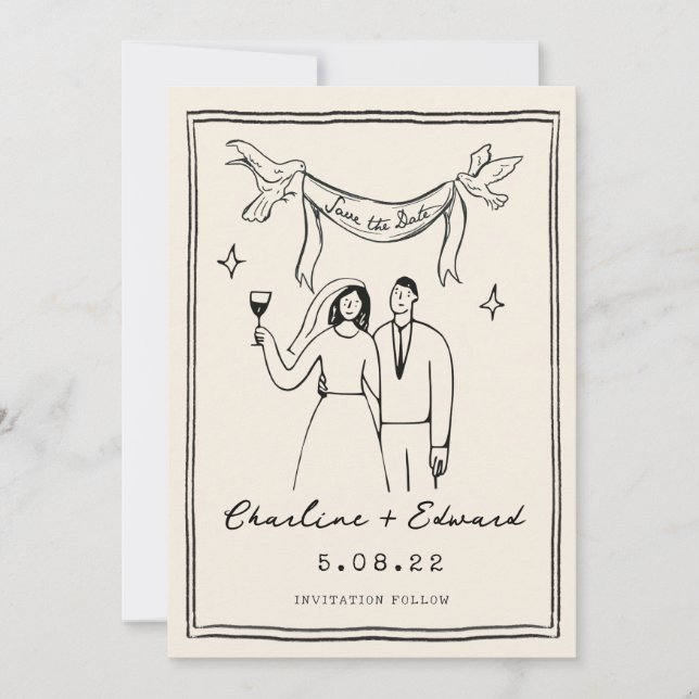 Hand Drawn Funky Handwriting Save the Date (Vorderseite)