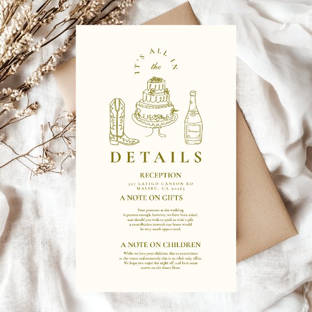 Hand Drawn Funky Western Doodle Wedding Begleitkarte (Von Creator hochgeladen)