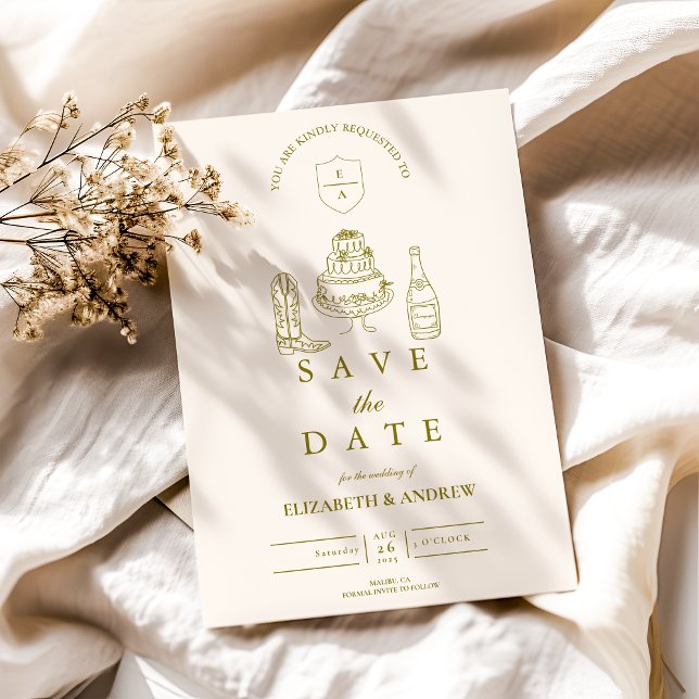 Hand Drawn Funky Western Doodle Wedding Save The Date (Von Creator hochgeladen)
