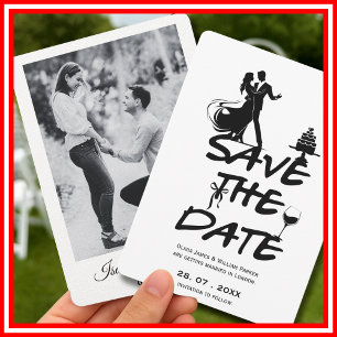 Hand Drawn Funky Whimsical Minimal Wedding FOTO Save The Date