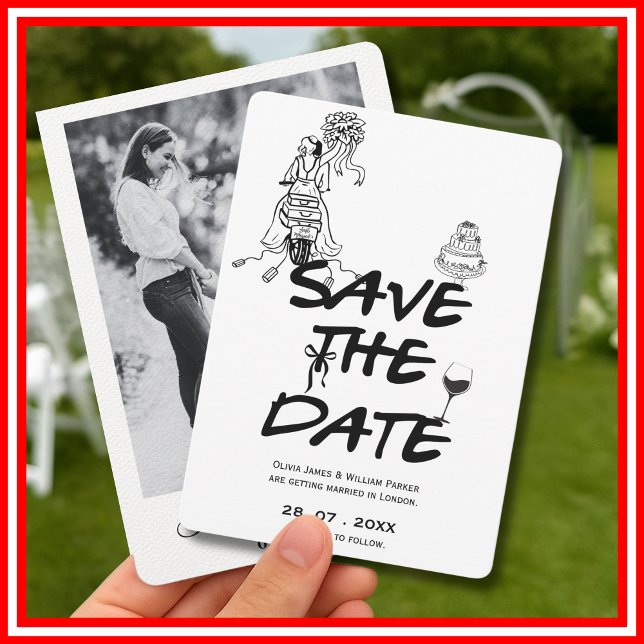 Hand Drawn Funky Whimsical Minimal Wedding FOTO Save The Date (Von Creator hochgeladen)