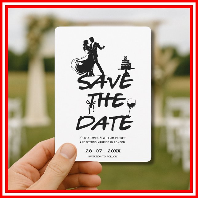 Hand Drawn Funky Whimsical Minimalistisch Wedding Save The Date (Von Creator hochgeladen)