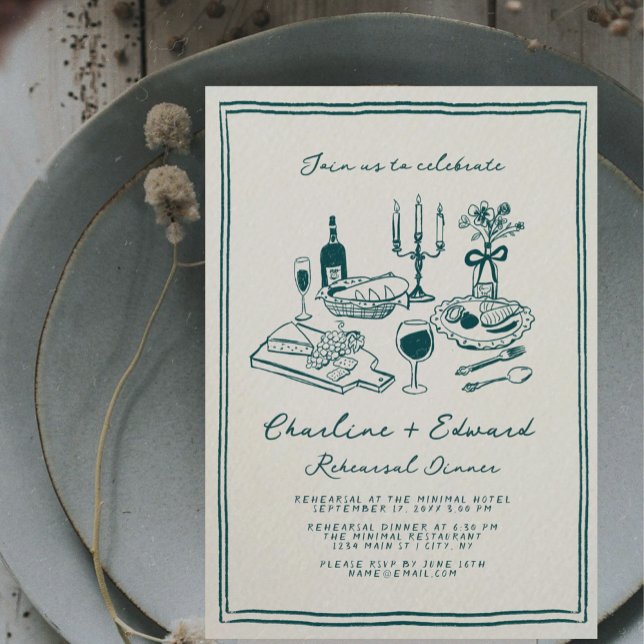 Hand Drawn Funky Zeichnend Probe Dinner Einladung (Von Creator hochgeladen)