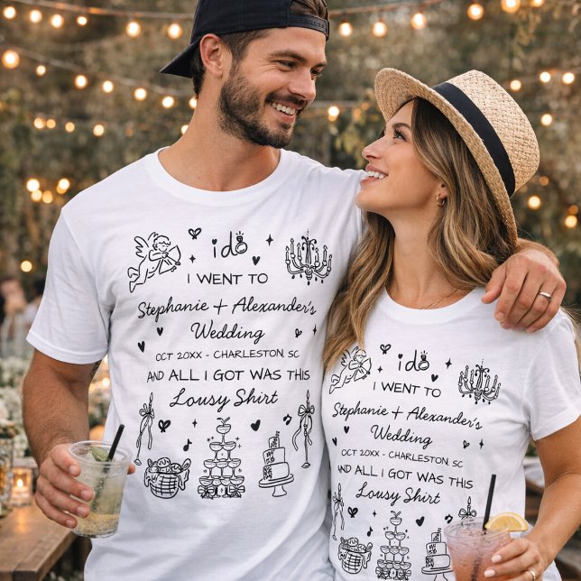 Hand Drawn Funny Custom Wedding Favor Merch T-Shirt (Von Creator hochgeladen)