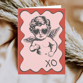 Hand Drawn Funny Romantic Cupid XO Valentines Day Feiertagskarte