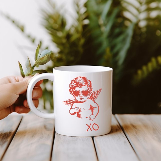 Hand Drawn Funny Romantic Cupid XO Valentines Day Tasse (Von Creator hochgeladen)