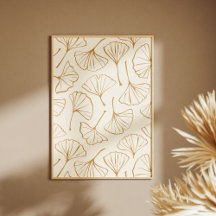 Hand Drawn Ginkgo Japanese Boho Japandi Botanical