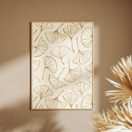 Hand Drawn Ginkgo Japanese Boho Japandi Botanical Poster