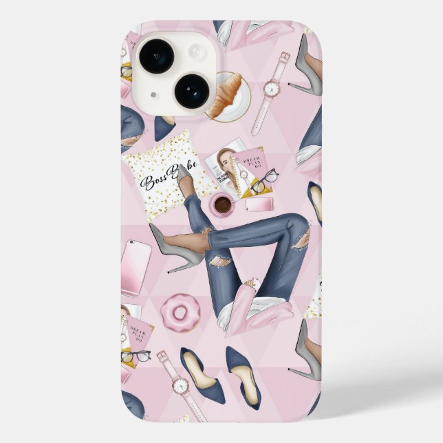 Hand Drawn Girl Boss Case-Mate iPhone Hülle (Rückseite)