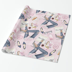 Hand Drawn Girl Boss Geschenkpapier