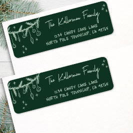 Hand Drawn Green Christmas Return Address