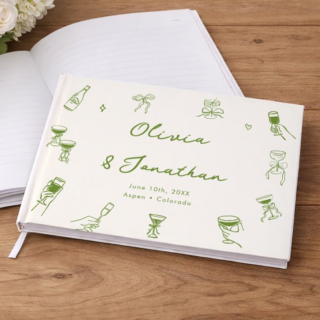 Hand Drawn Green Wedding Gästebuch (Von Creator hochgeladen)