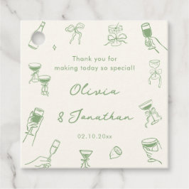 Hand Drawn Green Wedding Vielen Dank Geschenkanhänger
