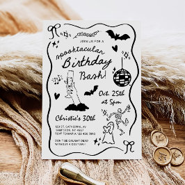 Hand Drawn Halloween Adult Birthday Party Einladung