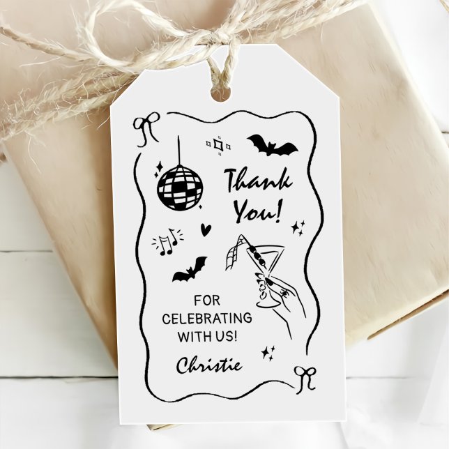 Hand Drawn Halloween Adult Birthday Party Geschenkanhänger (Von Creator hochgeladen)