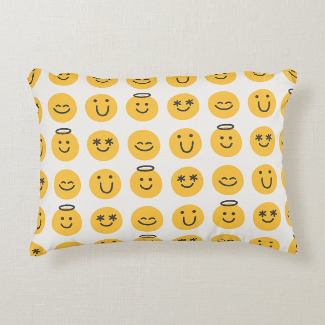 Hand Drawn Happy Emoji Pattern Dekokissen (Vorderseite)