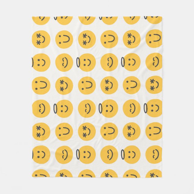 Hand Drawn Happy Emoji Pattern Fleecedecke (Vorderseite)