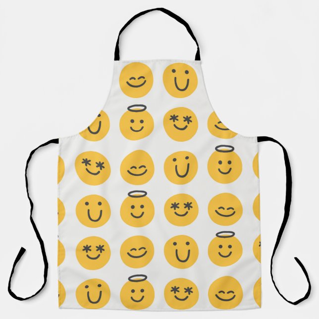 Hand Drawn Happy Emoji Pattern Schürze (Vorderseite)