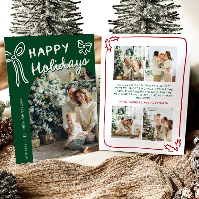 Hand Drawn Happy Holidays Arch Foto Weihnachten (Hand Drawn Happy Holidays Arch Photo Christmas Holiday Card)