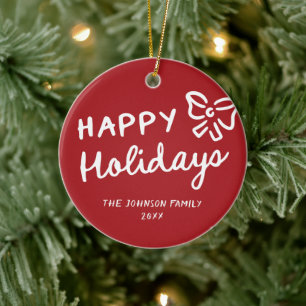 Hand Drawn Happy Holidays Foto Weihnachten Keramik Ornament