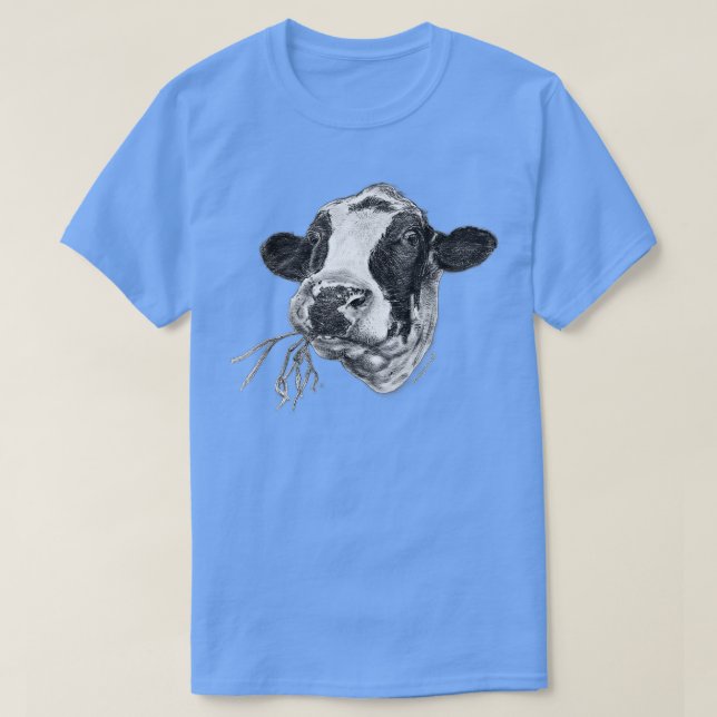 Hand-drawn Happy Holstein Friesian Dairy Cow  T-Shirt (Design vorne)