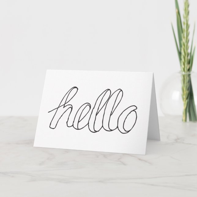 Hand Drawn Hi Hello Art Grüße Text Kunst Karte (Vorderseite)