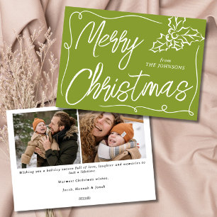 Hand Drawn Holly Berry Olive 2 Foto Weihnachten