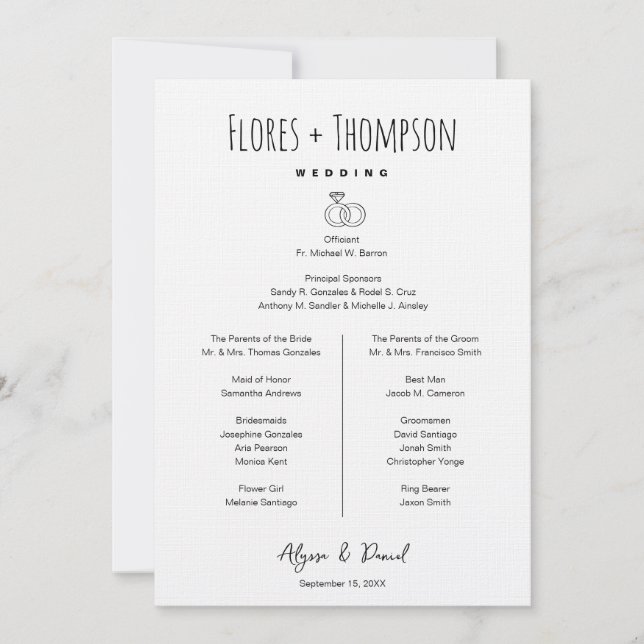 Hand drawn Icons  wedding Timeline bridal party  Einladung (Vorderseite)