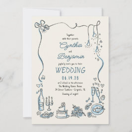 Hand Drawn Illustrations Doodles Whimsical Wedding Einladung