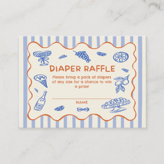Hand Drawn Italian Baby Shower Diaper Raffle Begleitkarte