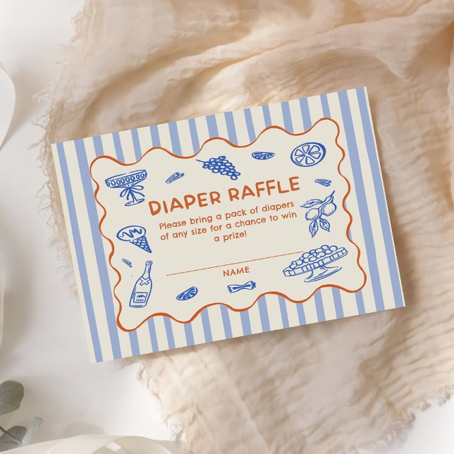 Hand Drawn Italian Baby Shower Diaper Raffle Begleitkarte (Von Creator hochgeladen)