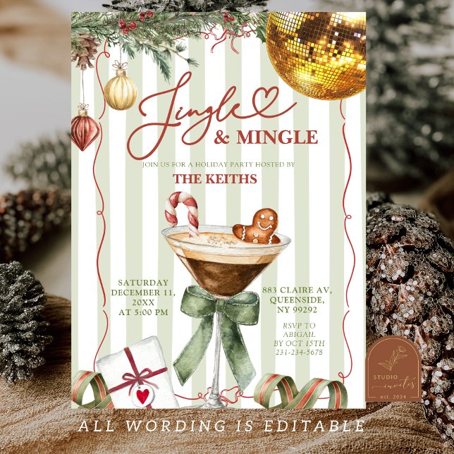 Hand Drawn Jingle and Mingle Christmas Party Einladung (Von Creator hochgeladen)