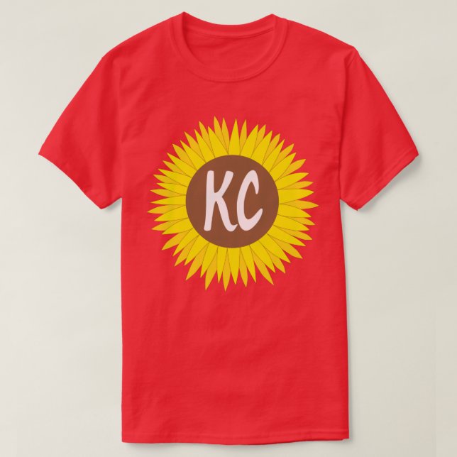 Hand Drawn KC Kansas City Sunflower T-Shirt (Design vorne)