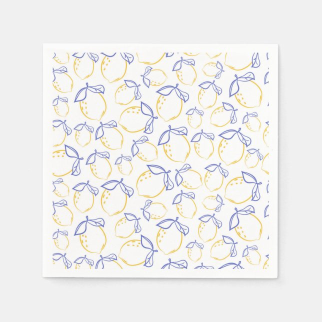 Hand Drawn Lemon Muster Napkins Serviette (Vorderseite)
