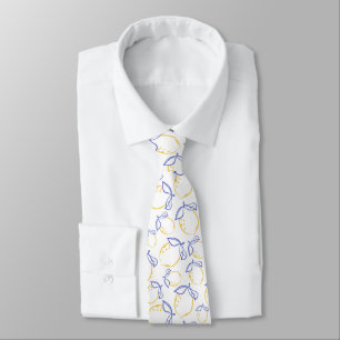 Hand Drawn Lemon Muster Neck Tie Krawatte