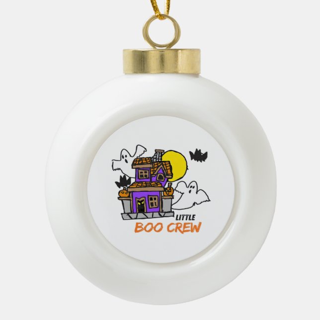 Hand Drawn Little Boo Crew Halloween Keramik Kugel-Ornament (Vorderseite)