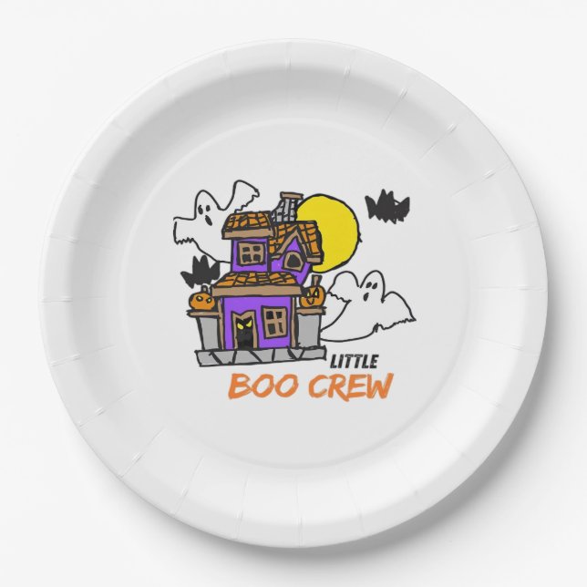 Hand Drawn Little Boo Crew Halloween Pappteller (Vorderseite)