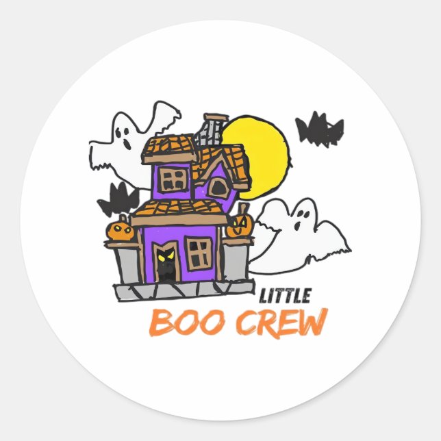 Hand Drawn Little Boo Crew Halloween Runder Aufkleber (Vorderseite)