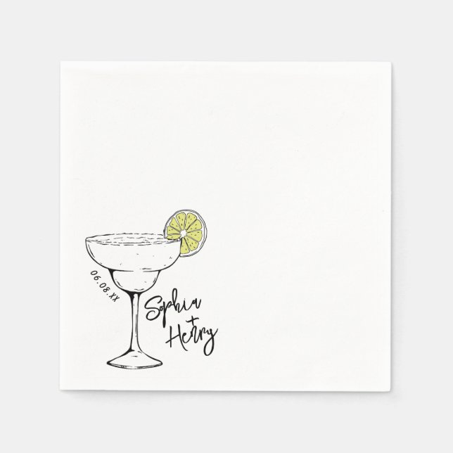 Hand Drawn Margarita Cocktail Serviette (Vorderseite)